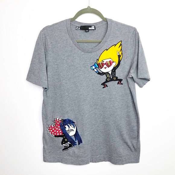 LOVE Moschino gray graphic T-shirt - Picture 1 of 10
